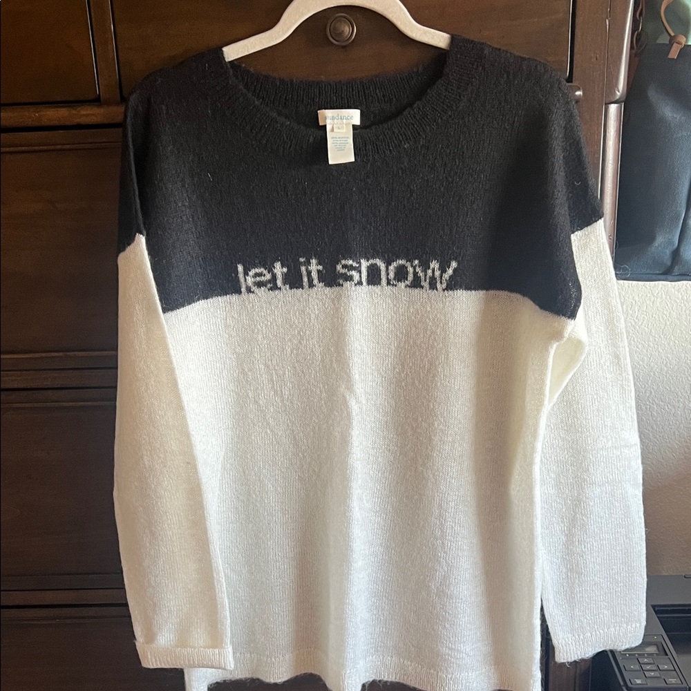 Sundance Black and White 'Let It Snow' Sweater
